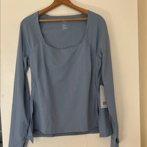 girlfriend collective ReSet High-Low Scoop Neck Long Sleeve Top in Light Blue